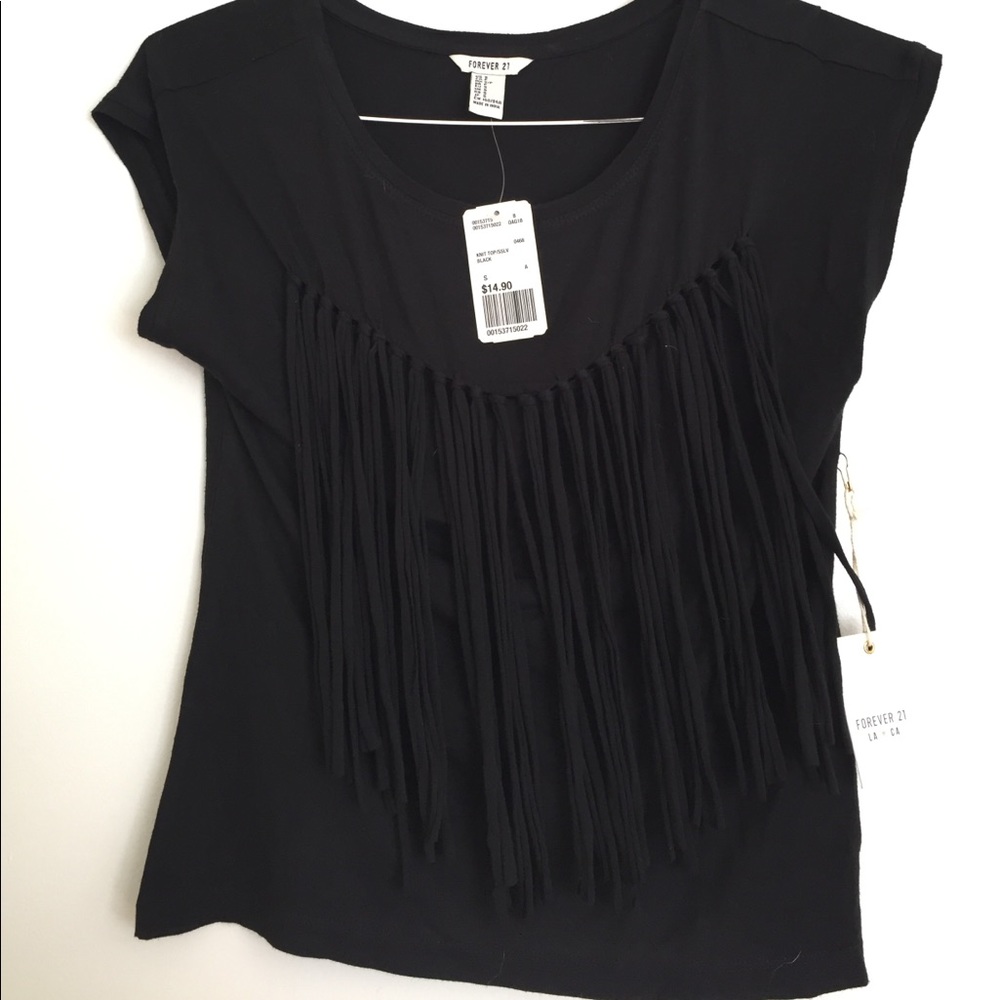Small black fringe top